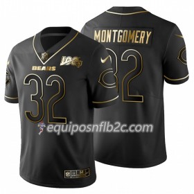 Camiseta Hombre NFL Chicago Bears David Montgomery 32 Nike Negro Golden Edition 100th